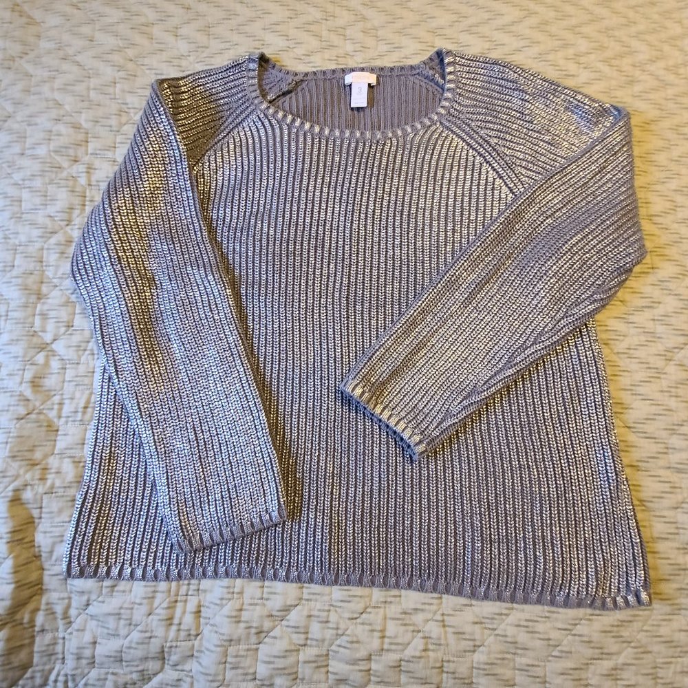 Chico's Grey Metallic Sweater